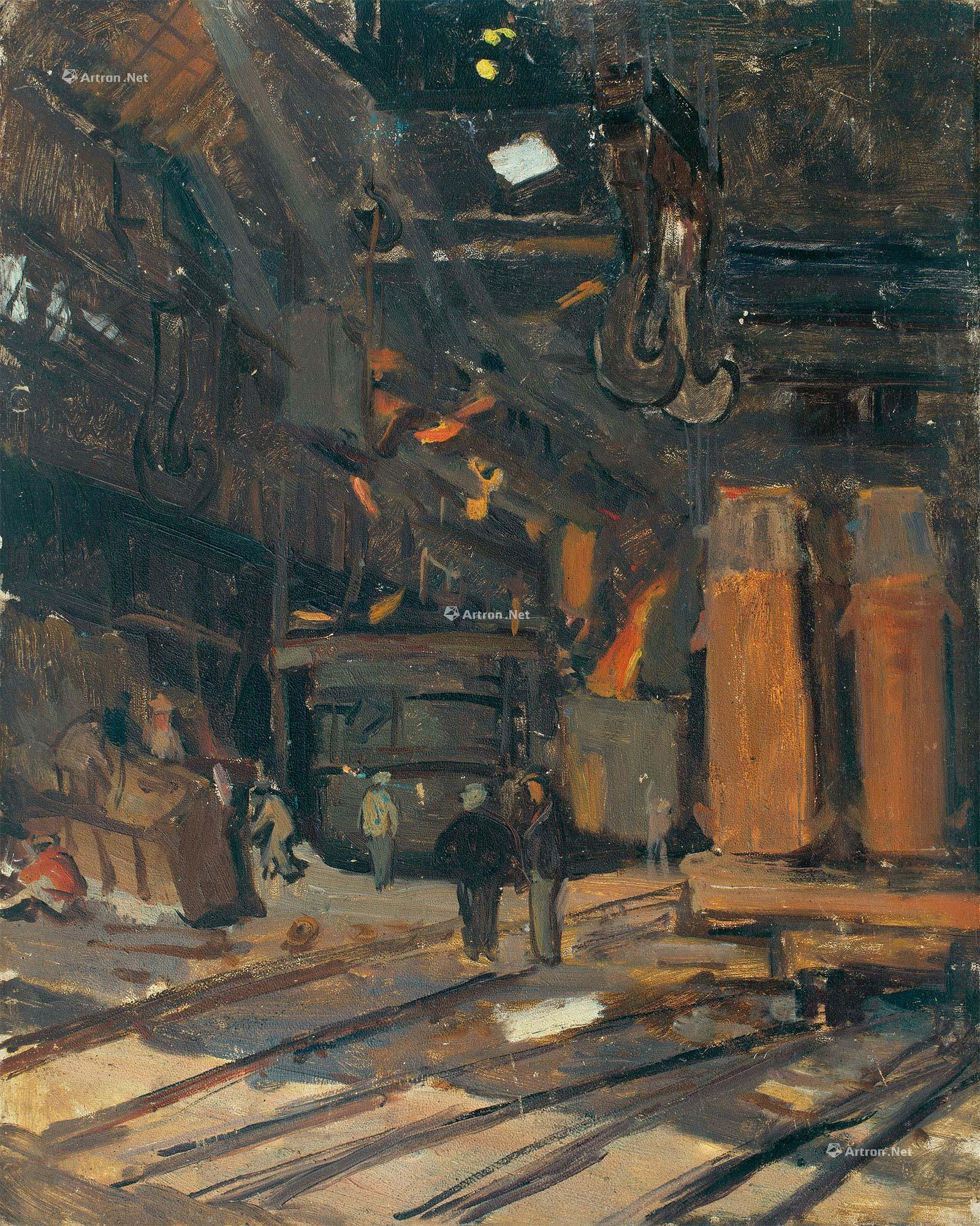 2718钢厂木板油画