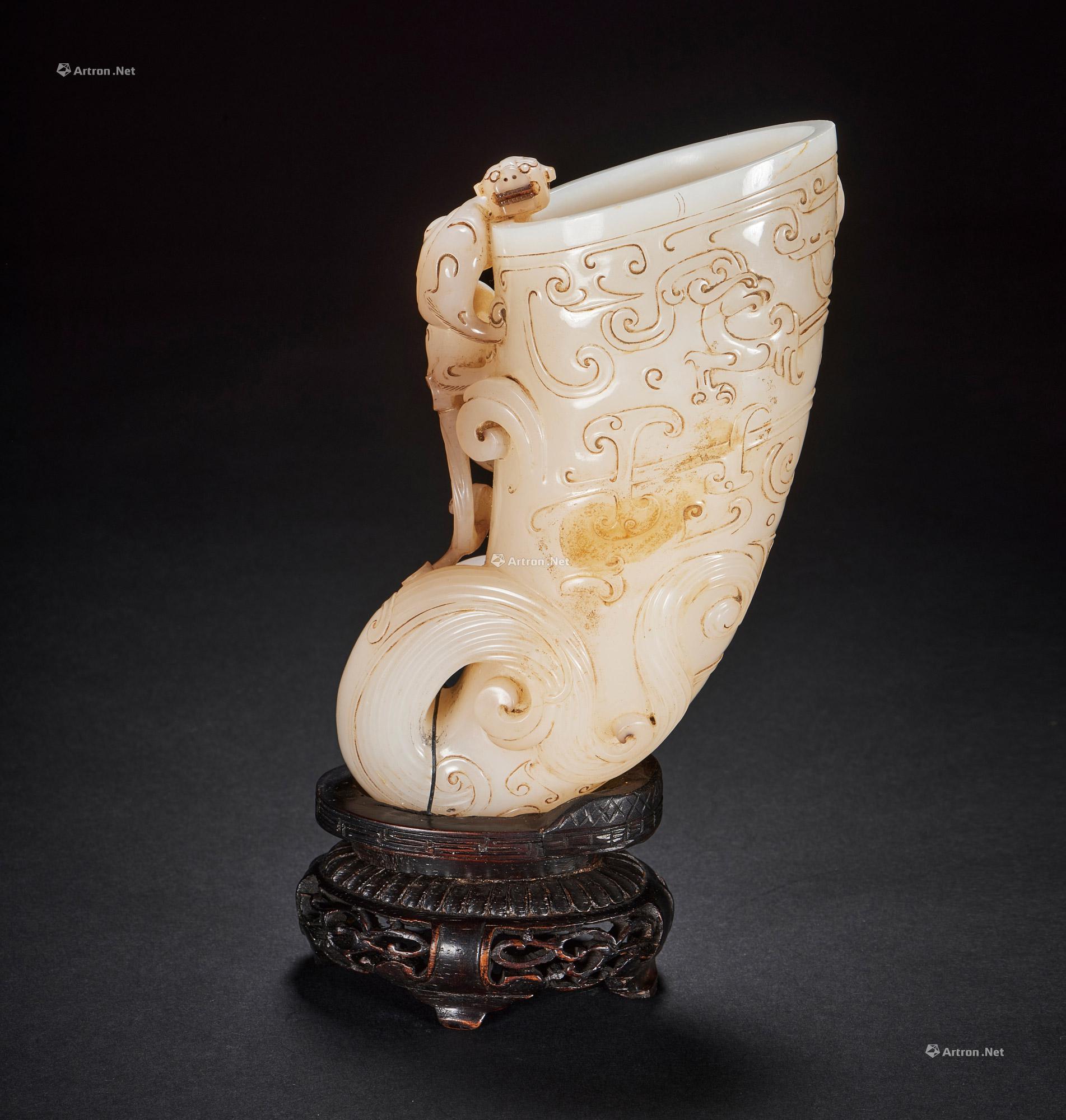 白玉螭龙纹犀角杯-华玉千年—同一藏家旧藏专场-雅昌拍卖