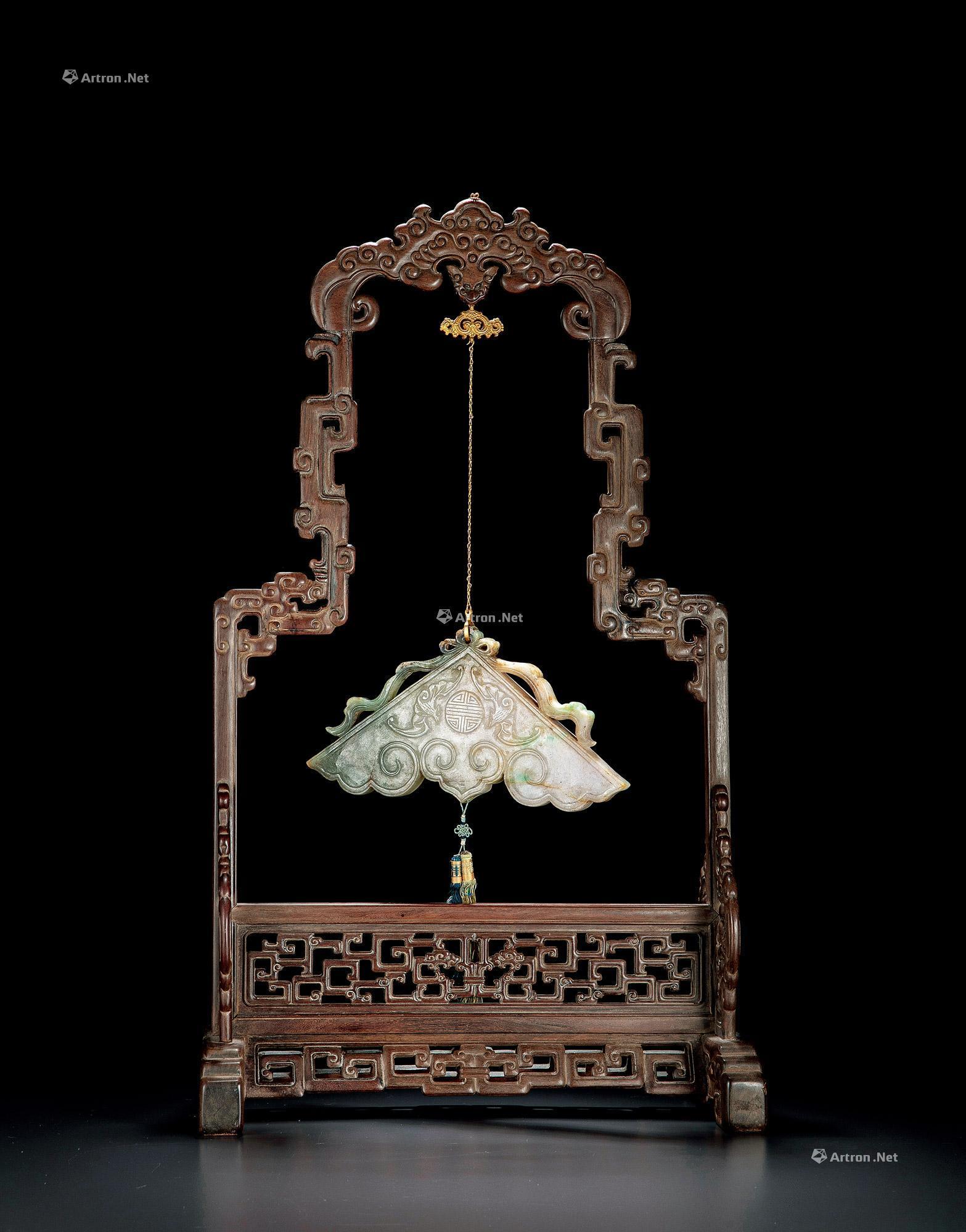 翡翠雕福寿如意纹磬及紫檀磬架-不器——中国古代器物-雅昌拍卖