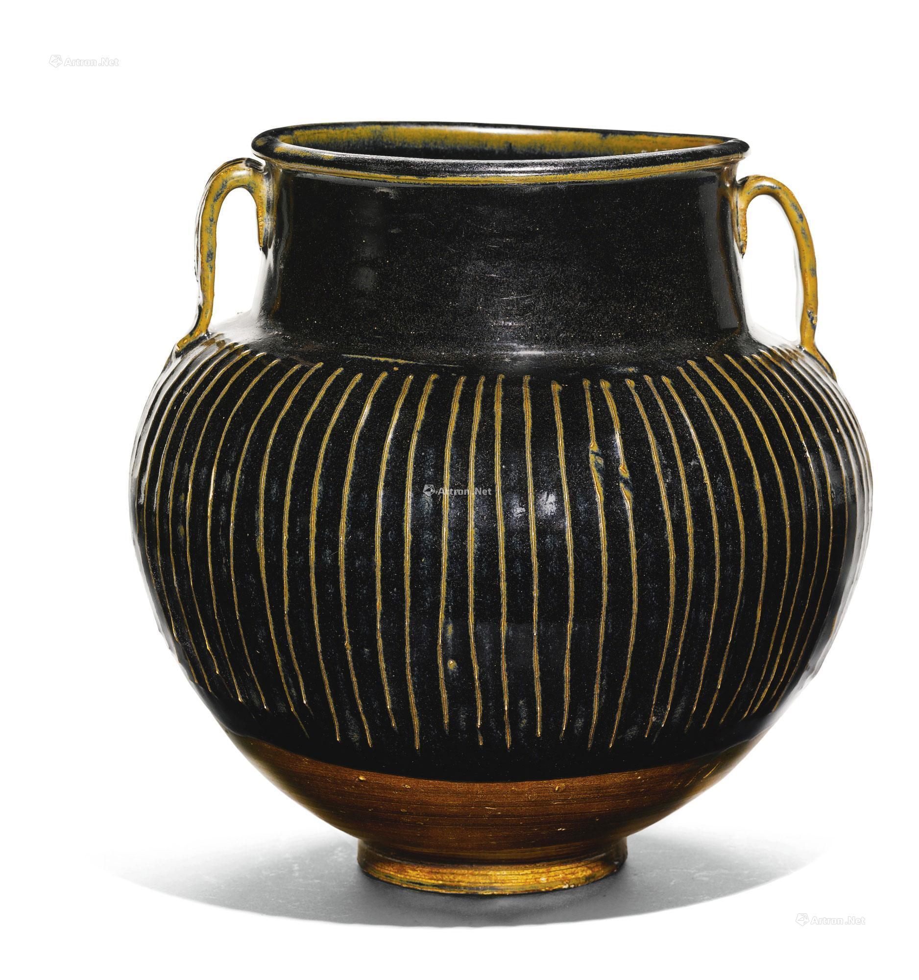 0076 北宋/金 磁州窑黑釉双耳罐