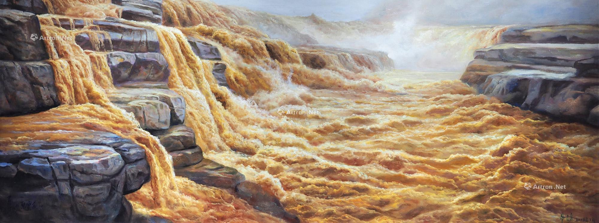 0047壶口瀑布布面油画