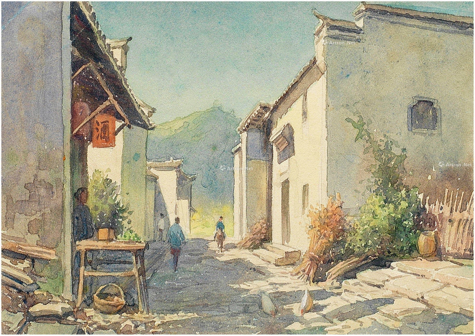 6206 1960年作 江南小街 水彩纸本