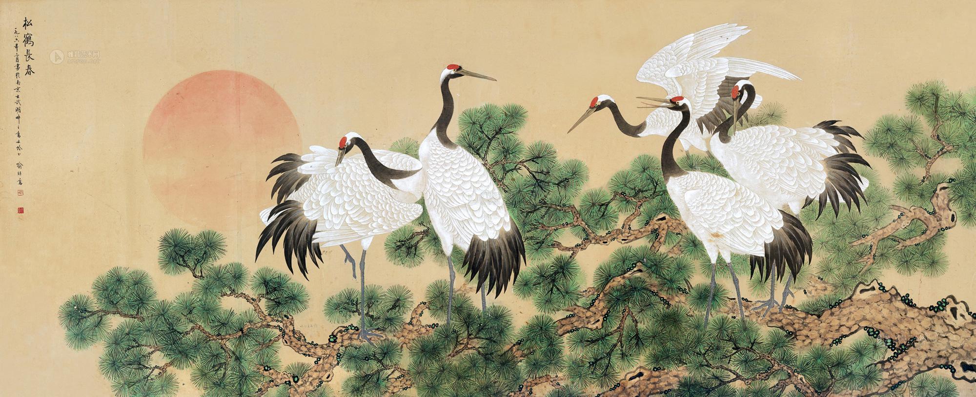 0417松鹤长春镜心设色纸本