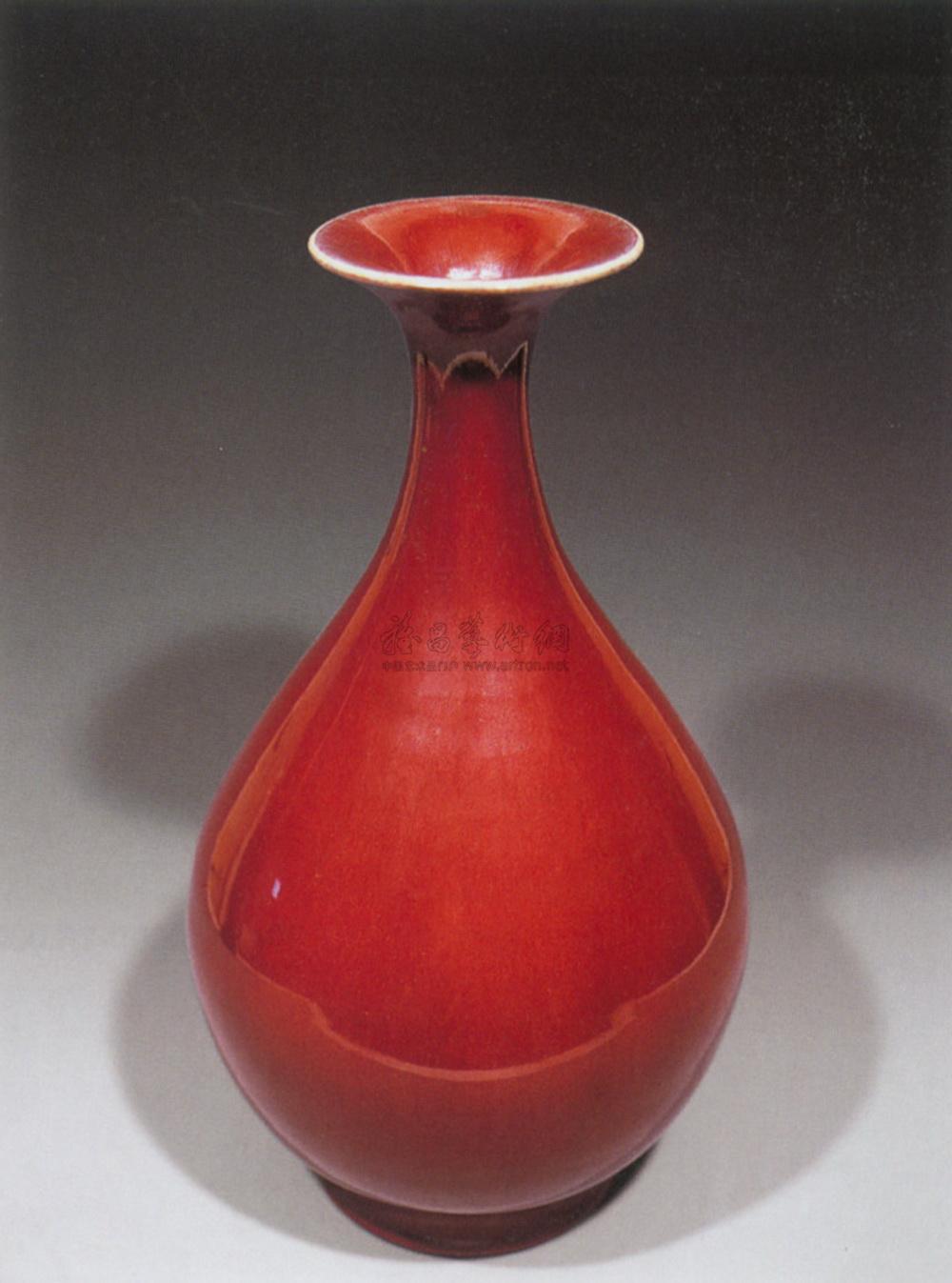 0695 清中期 钧红釉玉壶春瓶