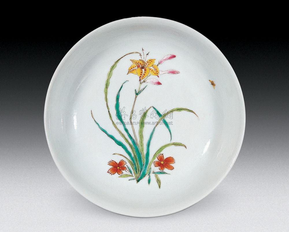 279 清雍正 粉彩兰草花卉盘