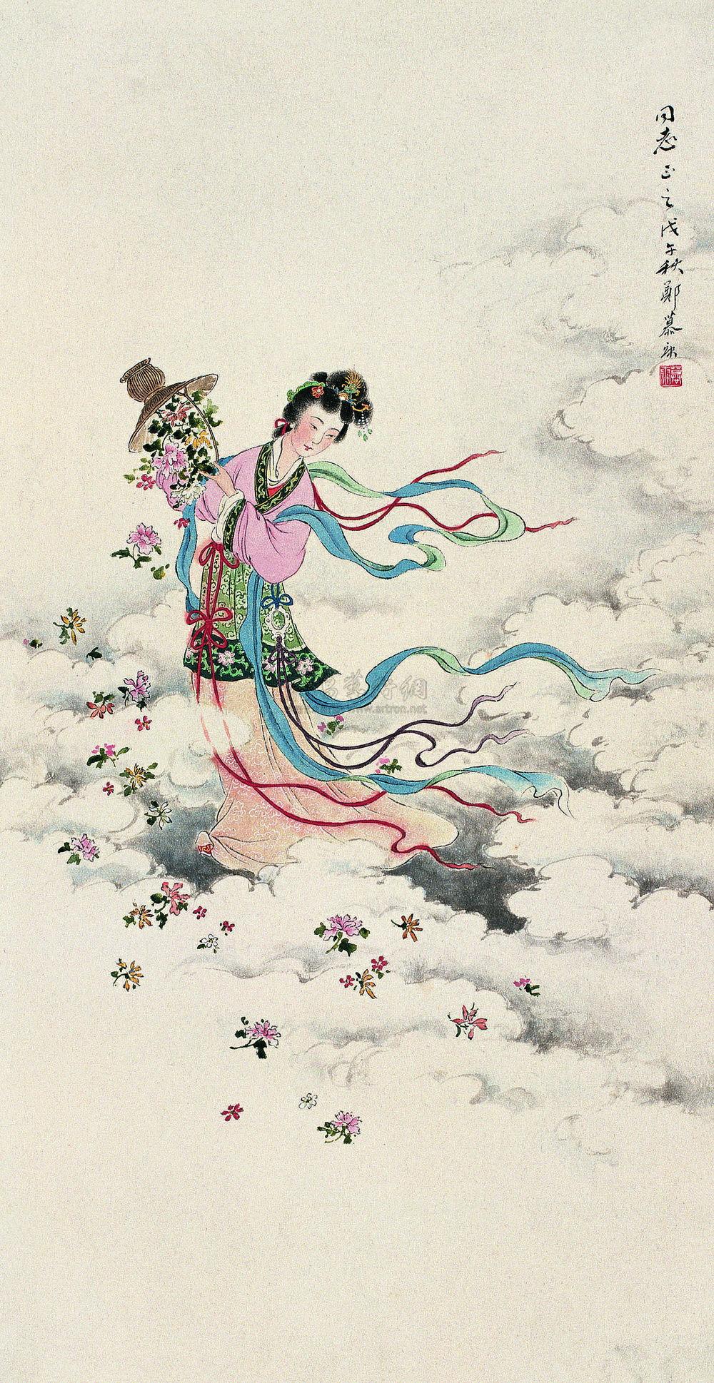 029 戊午(1978年)作 天女散花图 镜心 设色纸本