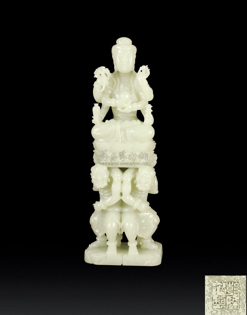 1085 清乾隆 白玉佛像