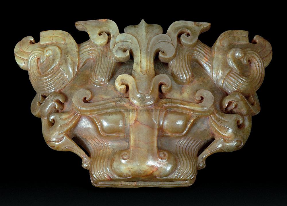 0659汉代青白玉兽面纹珮