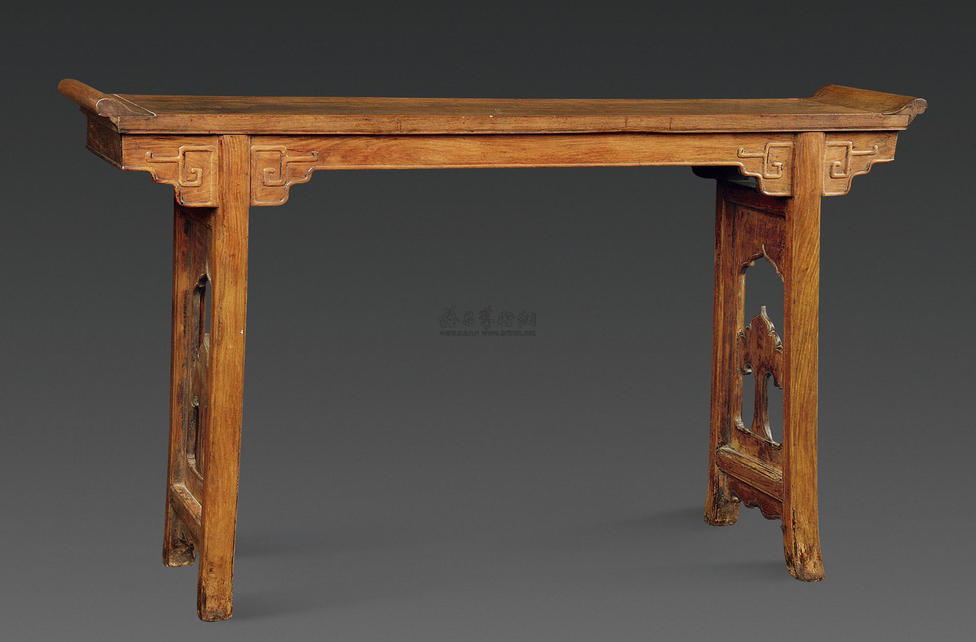 0005明黄花梨龙纹夹头榫翘头案