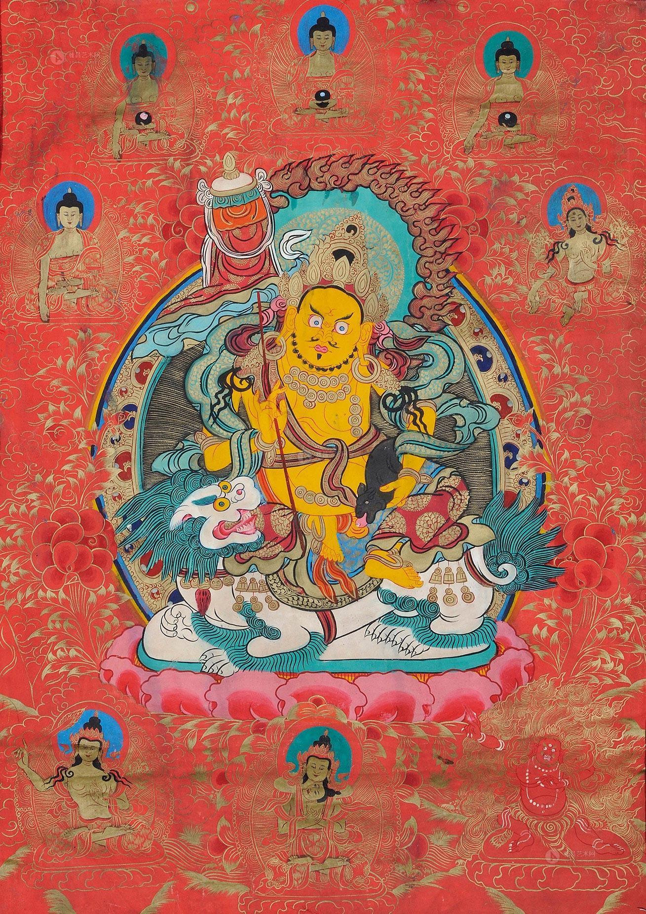 2095手绘财宝天王唐卡一张