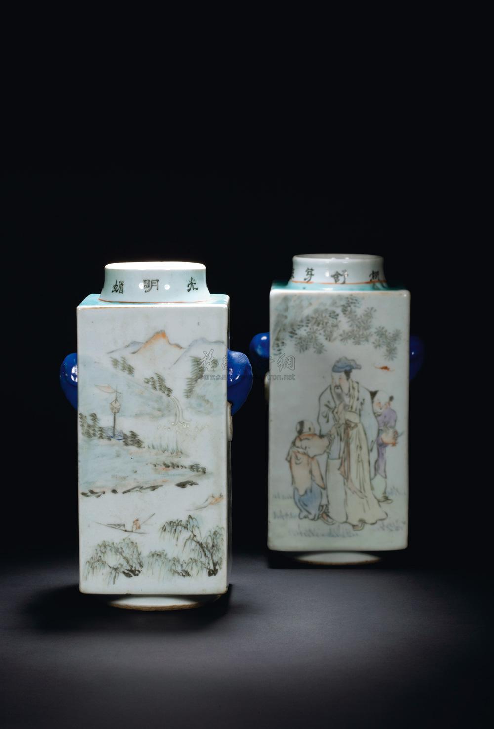 王昭明 浅绛彩书画集锦琮瓶-月圆雅集 第四辑—文人瓷绘专场-雅昌拍卖