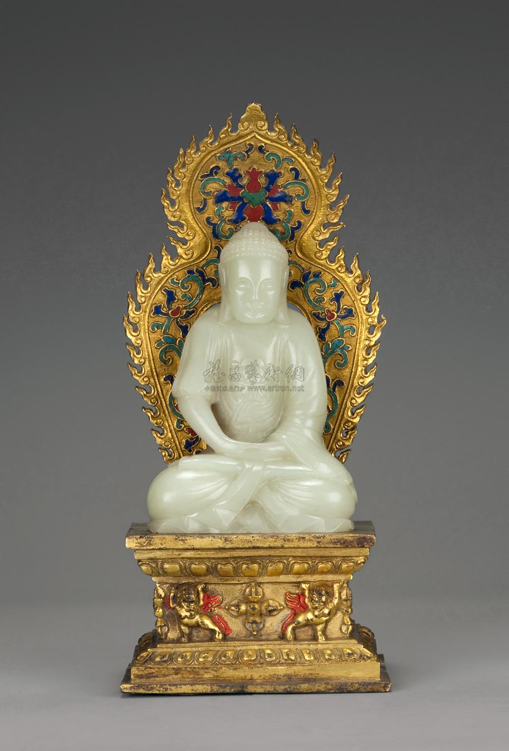 0222 清中期 白玉阿弥陀佛坐像