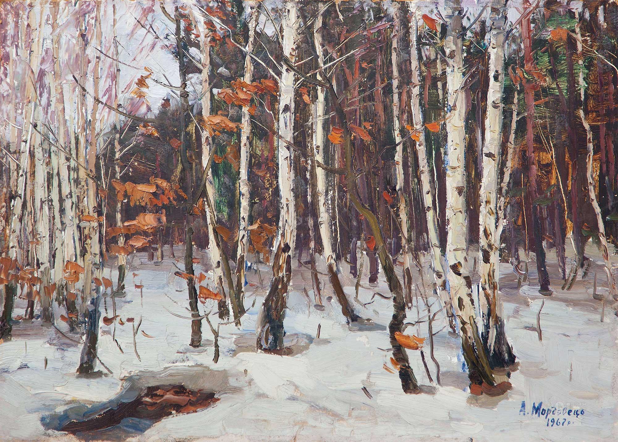 30141967年作冬日森林布面油画