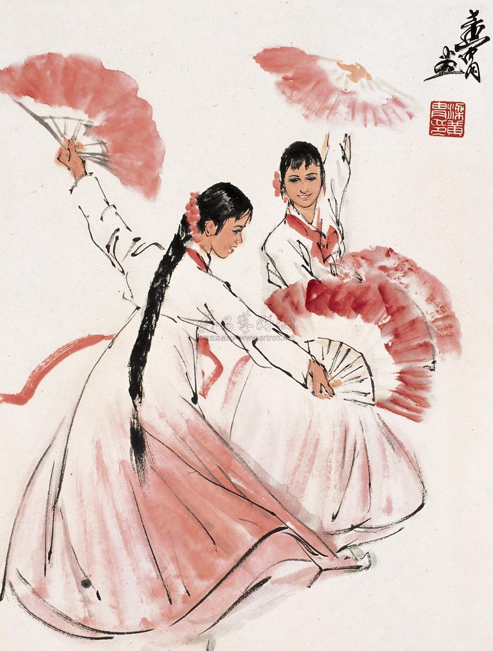 0906 朝鲜舞 镜心 设色纸本