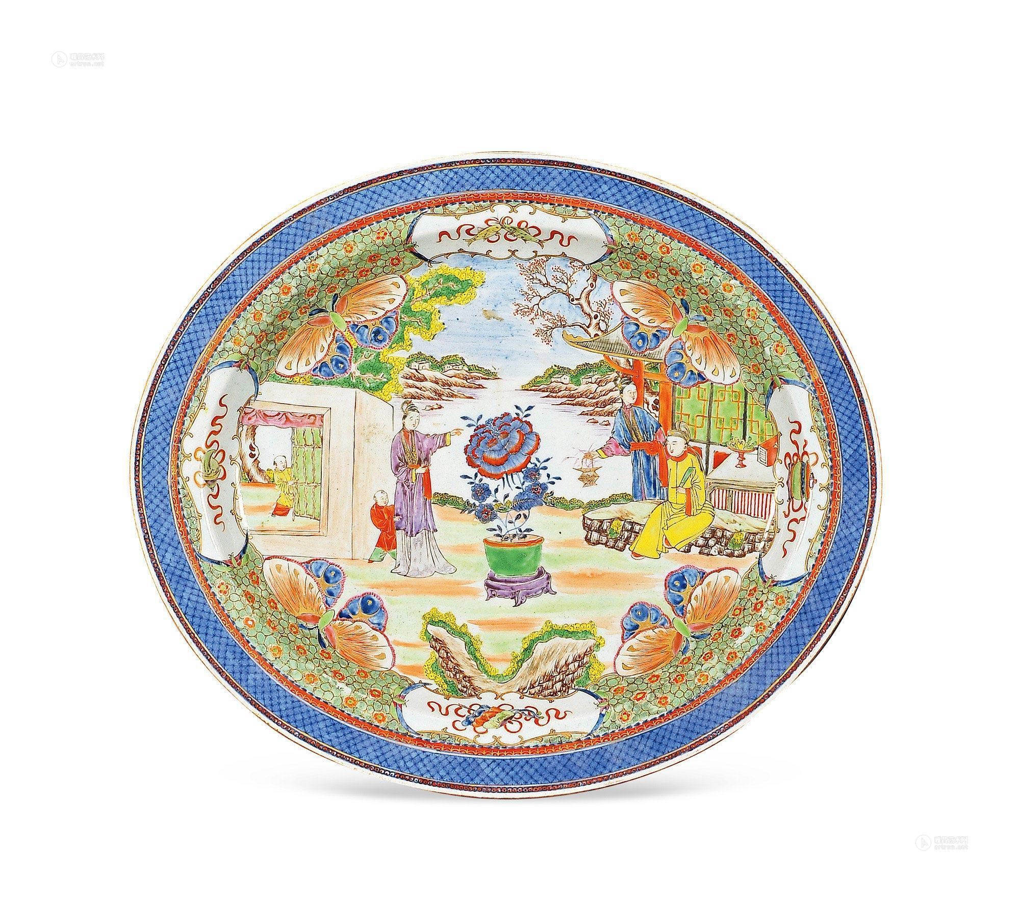 1456清康熙广彩人物图大盘