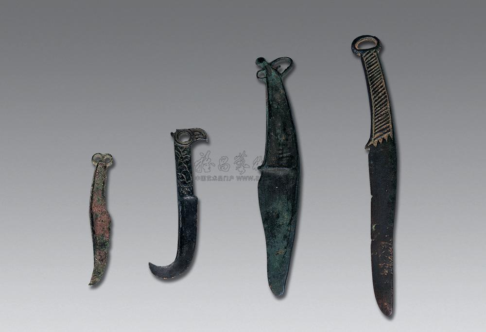 1345战国汉铜削刀四件