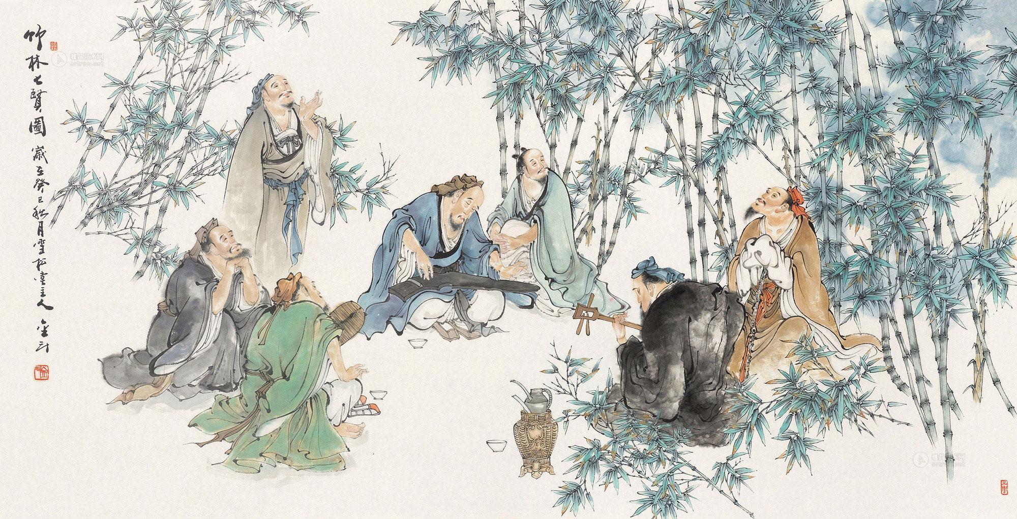 0017竹林七贤镜框