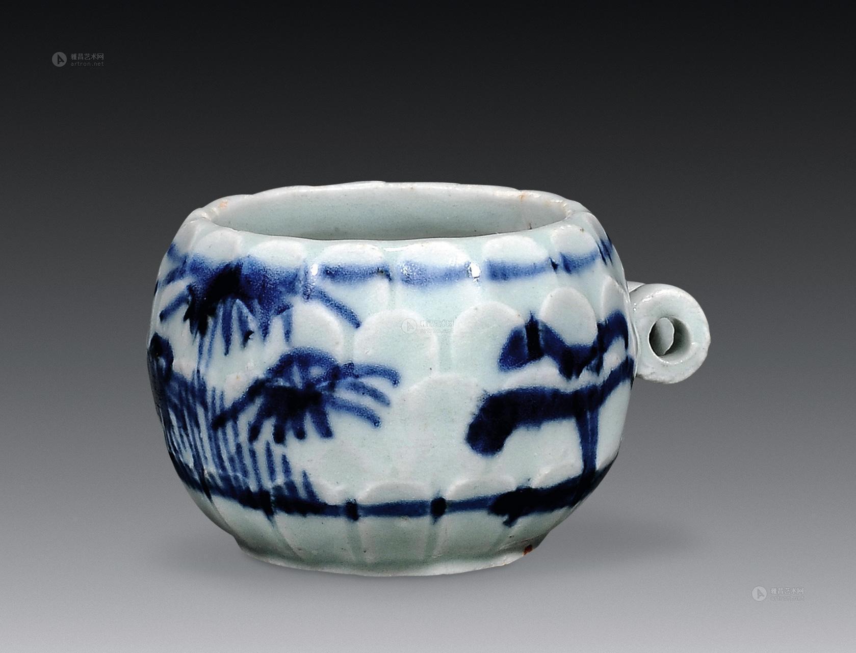 0071元青花莲蓬形鸟食罐