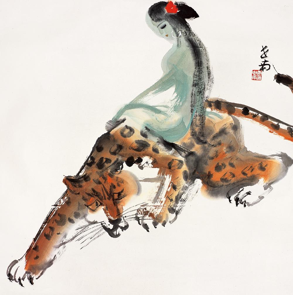 0155山鬼图镜心设色纸本