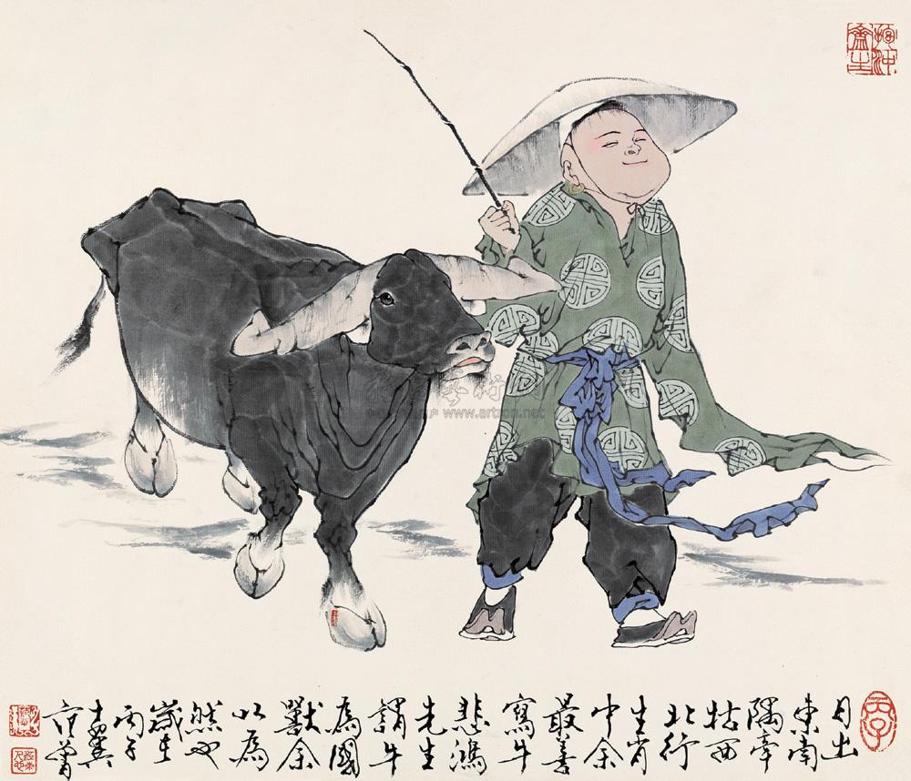 图片中的放大镜,支持鼠标滚轮缩放区域大小0306范曾 1996年作 牧牛图