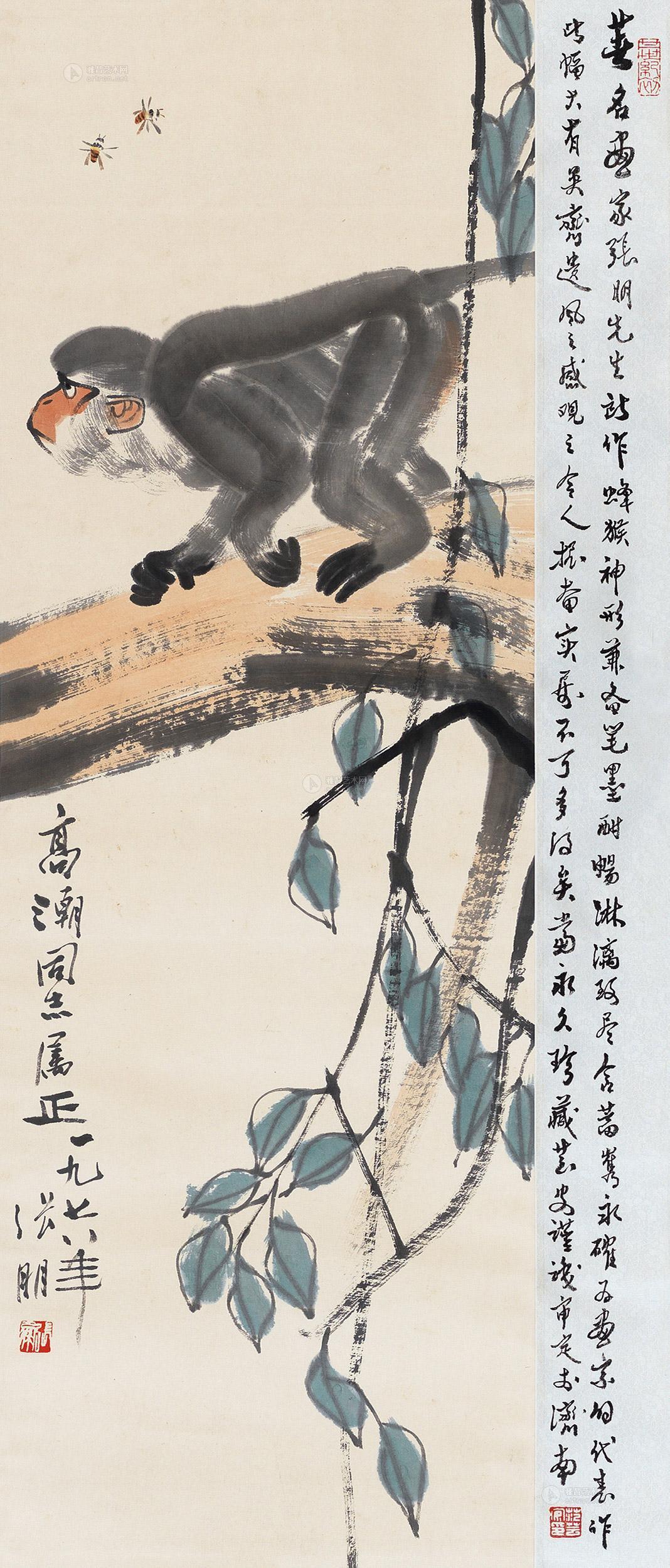 0056封侯图立轴设色纸本