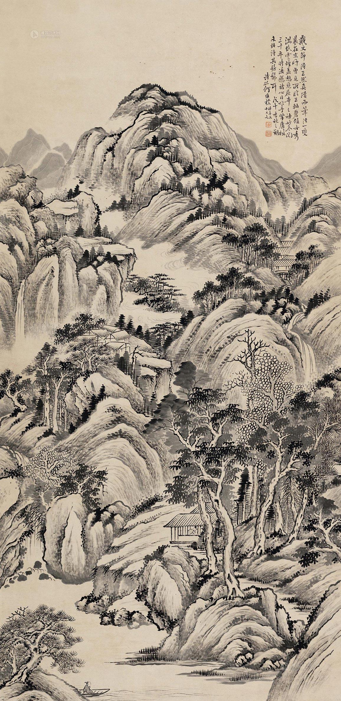 05931918年作溪山幽居立轴水墨纸本