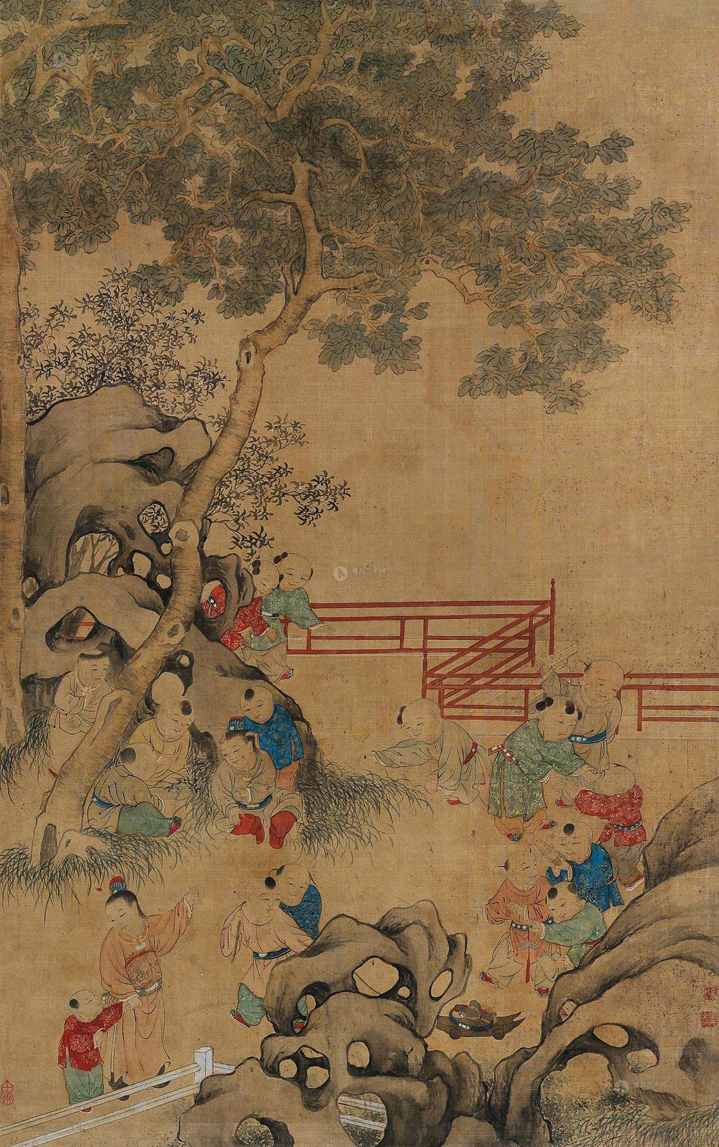 0643婴戏图立轴设色绢本