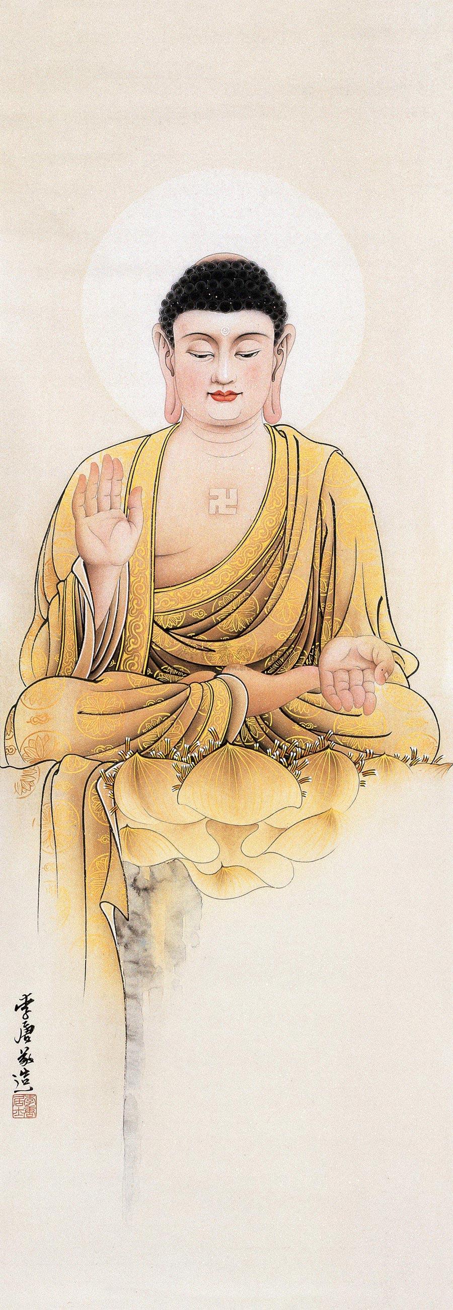 0868佛祖镜心设色纸本