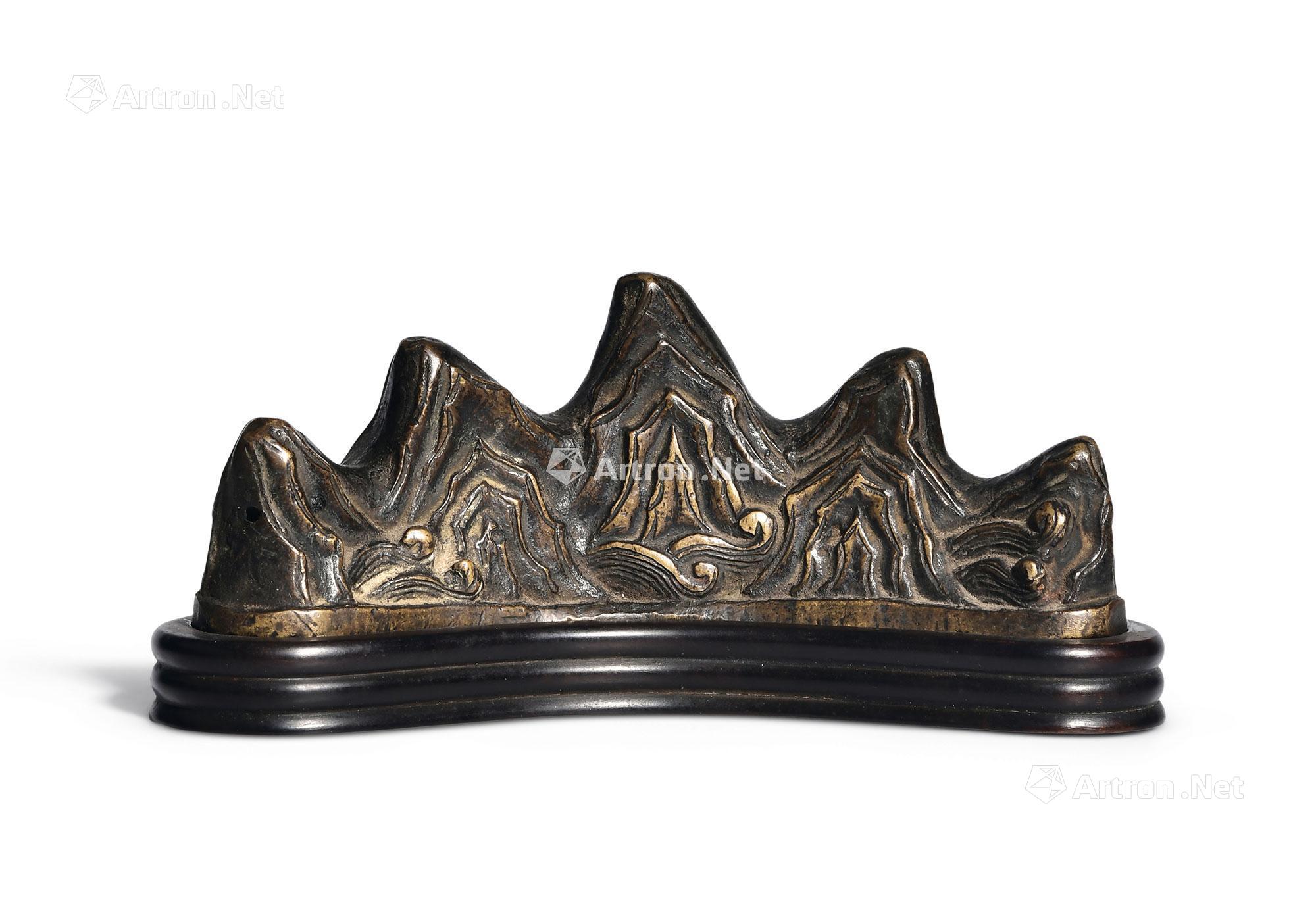 1007明海水江崖五峰铜笔山