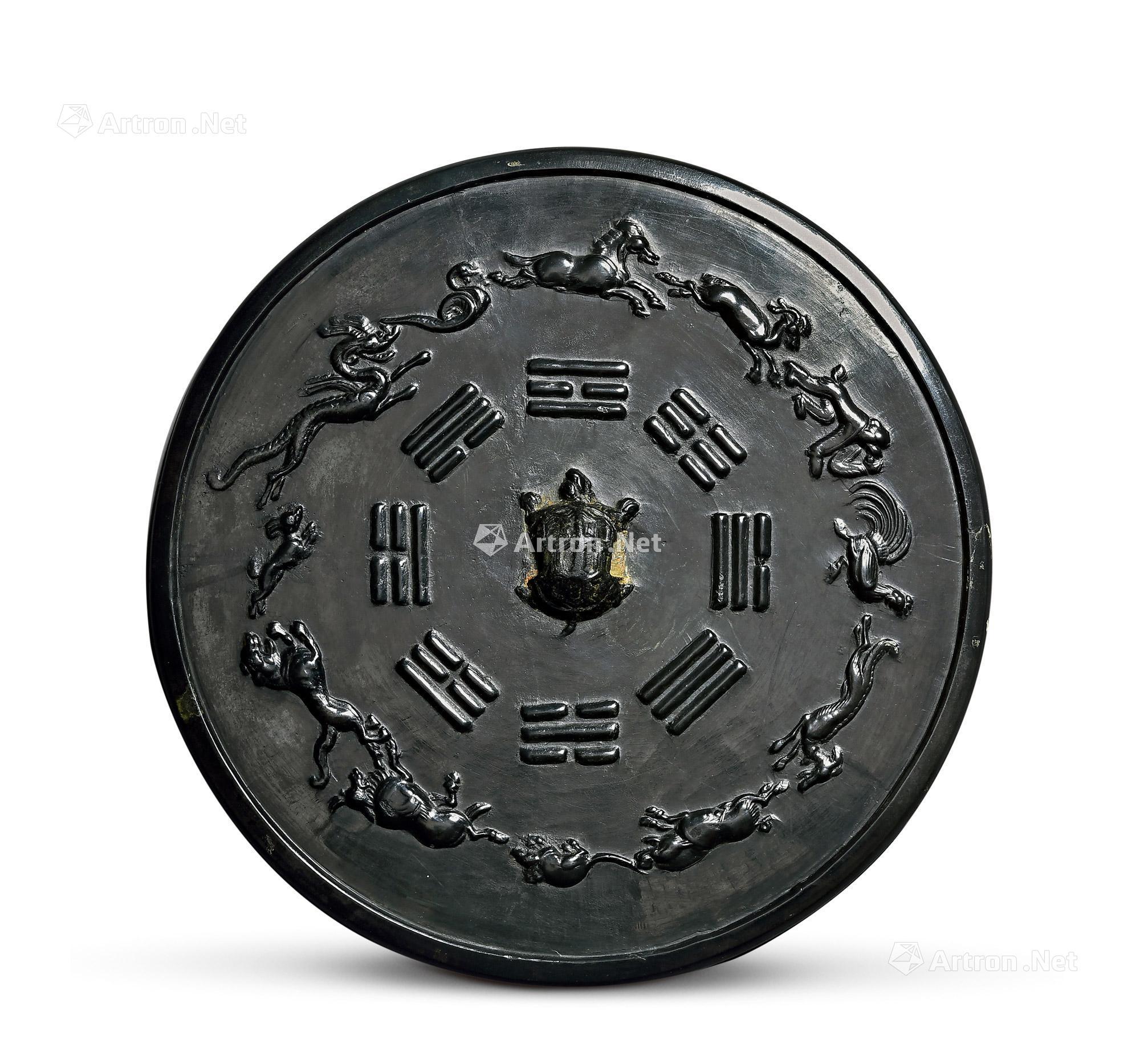 龟钮十二生肖八卦纹镜-止水——中国古代铜镜-雅昌拍卖