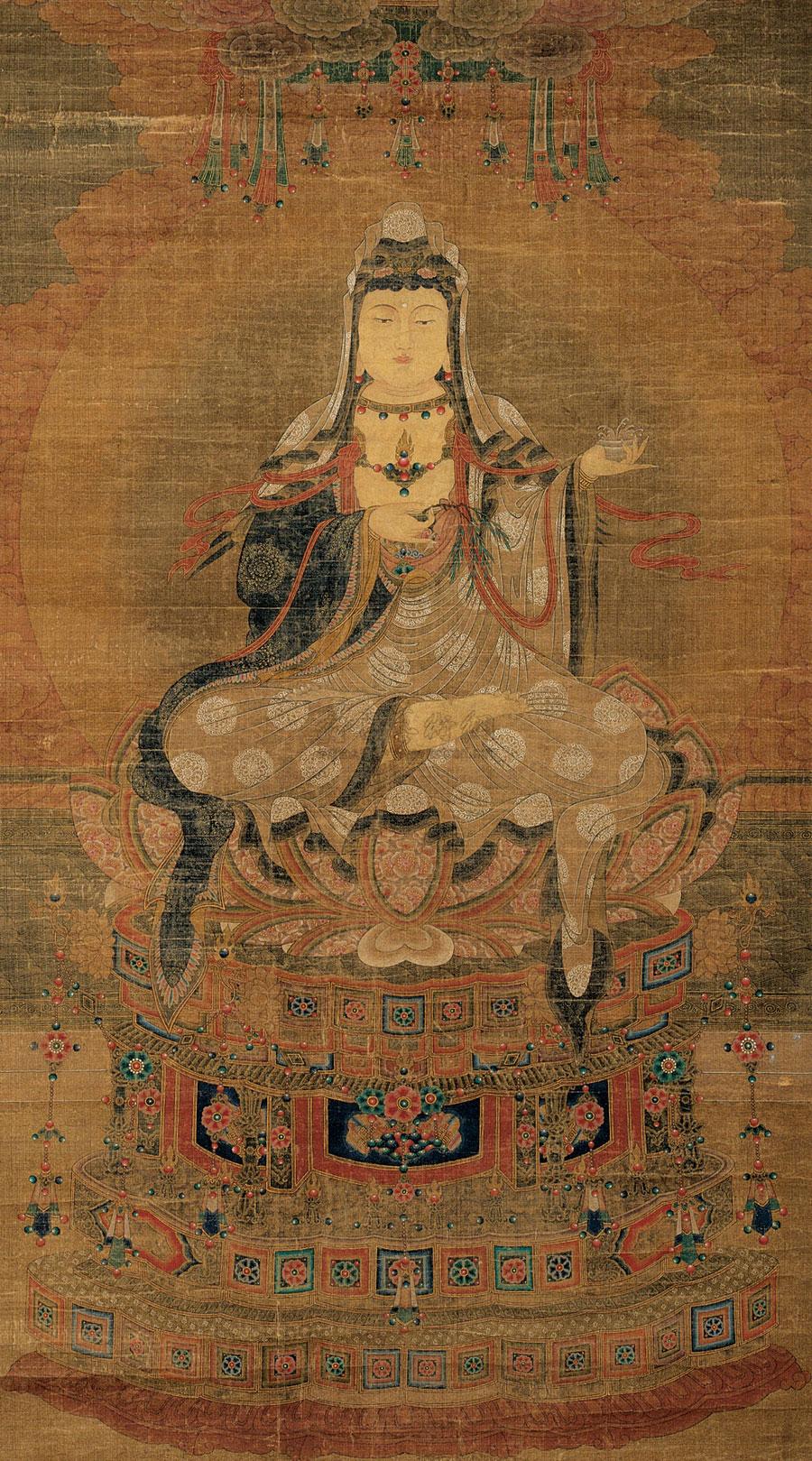 1460观音像立轴设色绢本