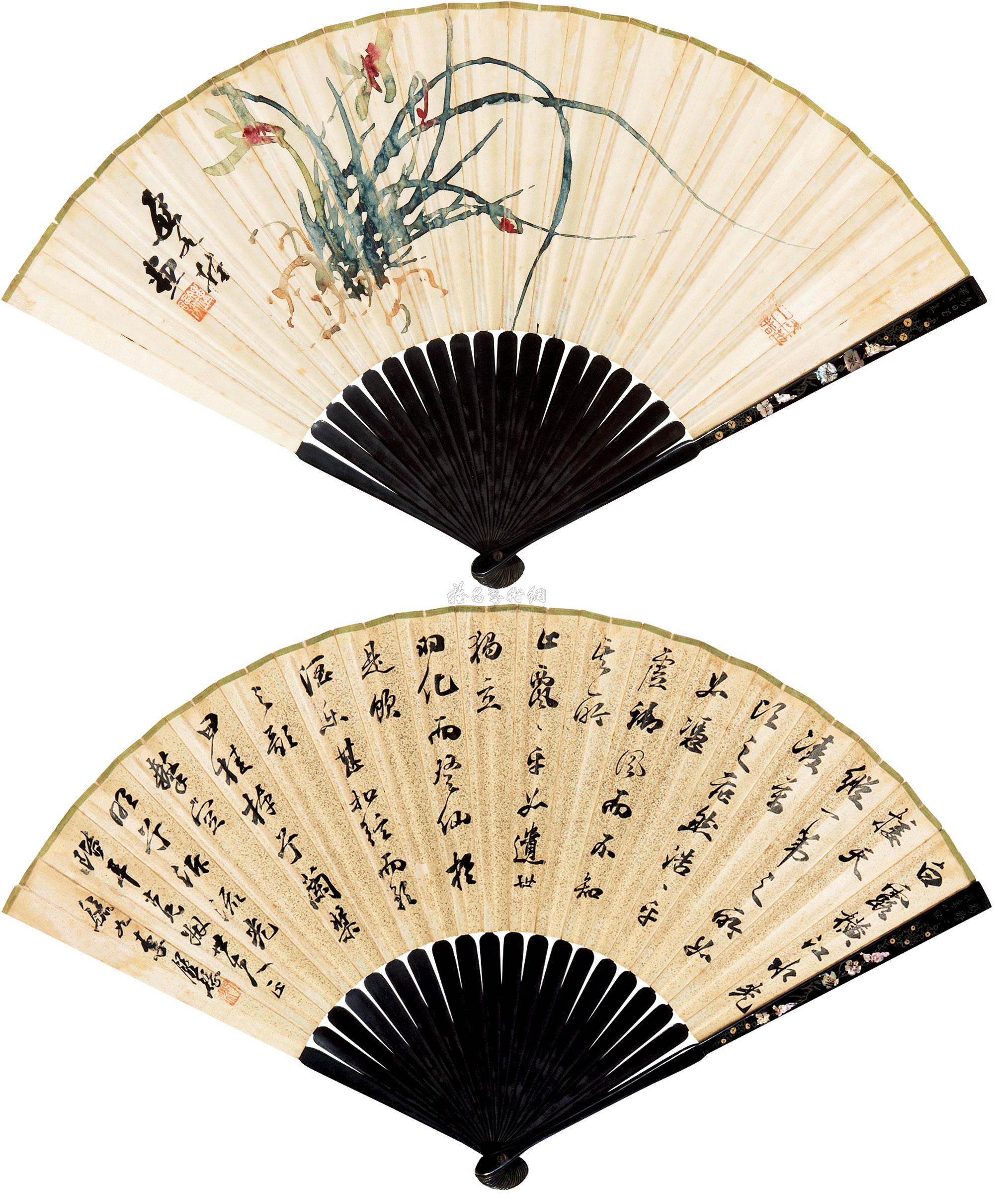 兰花 行书成扇-中国书画专场-雅昌拍卖