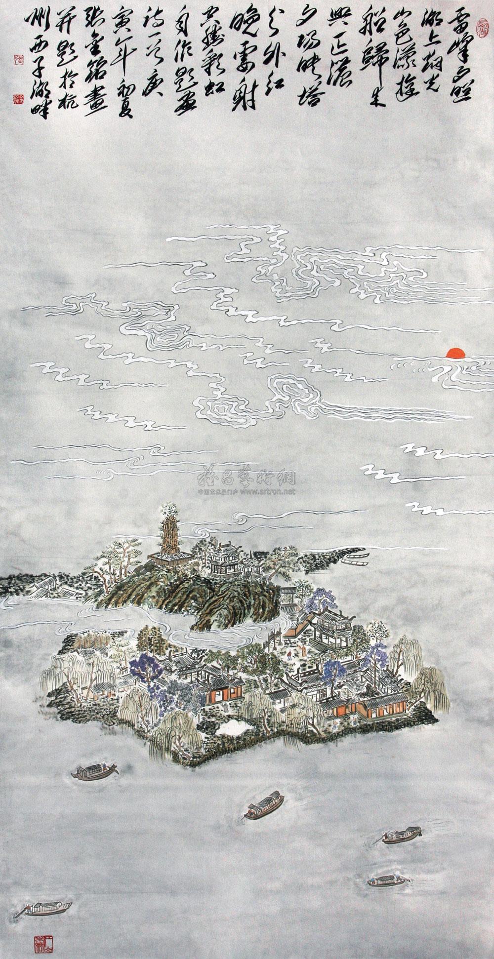 0164 2010年作 雷峰夕照 设色纸本