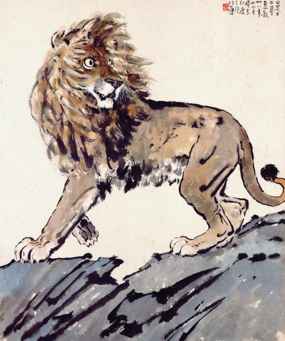 078 近现代 狮子 轴