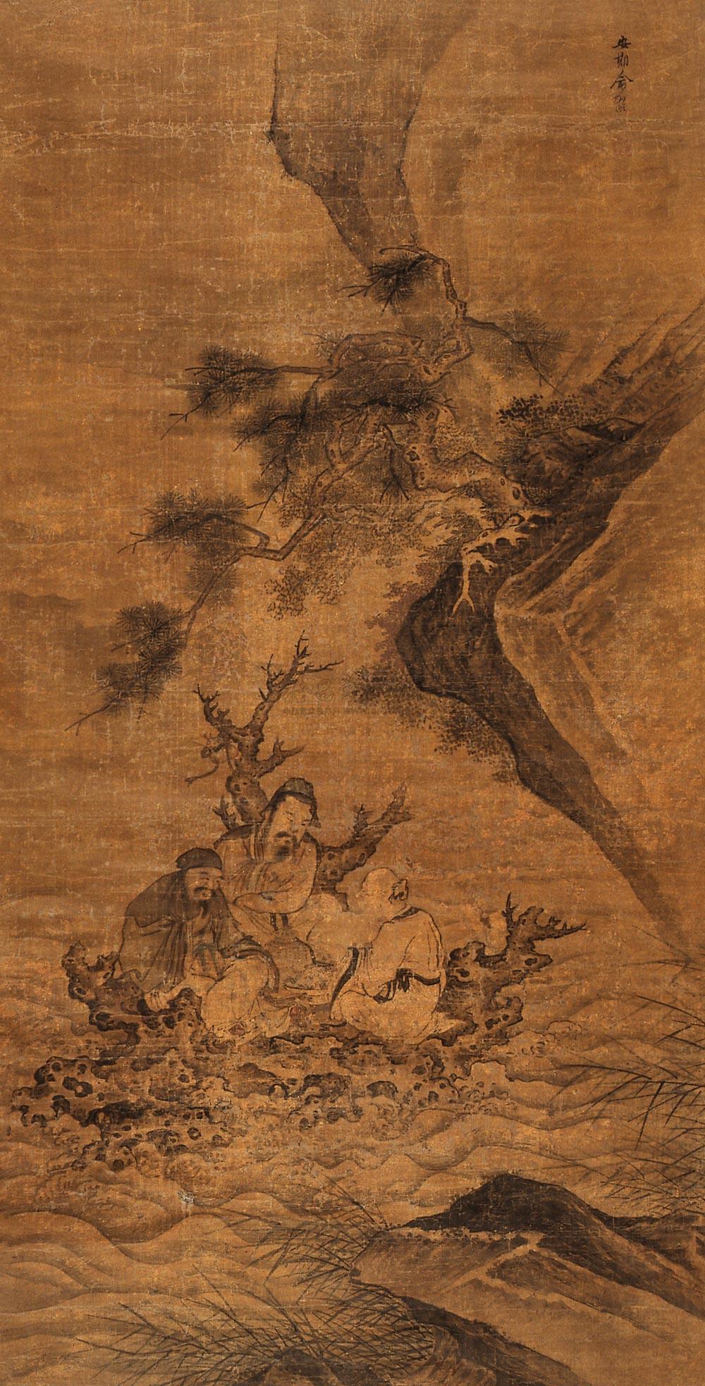 0647清仙人乘槎图立轴设色绢本