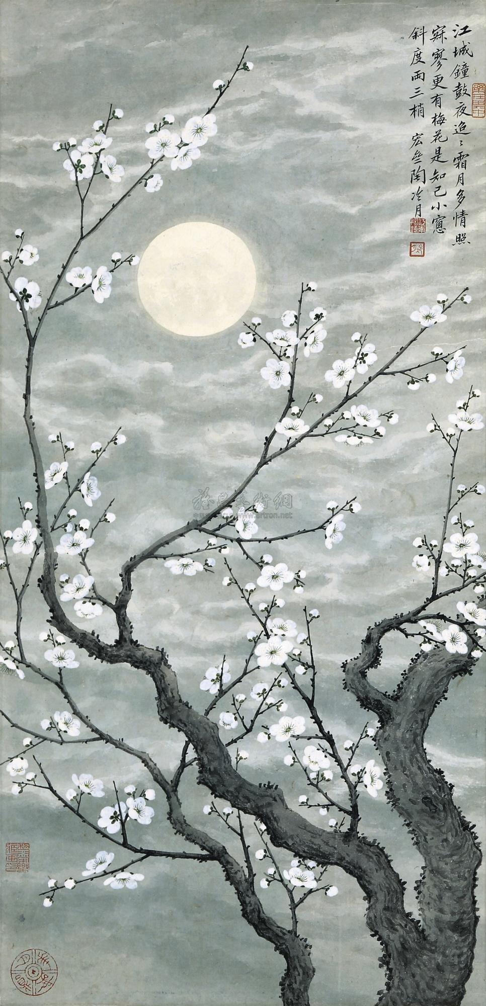 1230梅梢月影立轴设色纸本