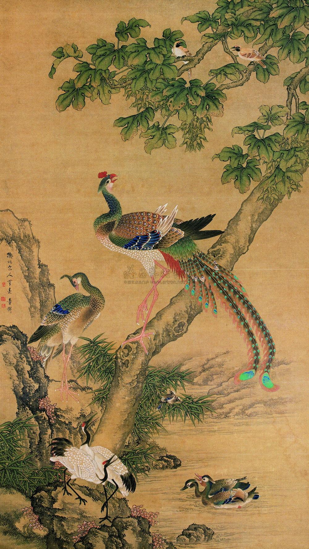 0285 五伦图 立轴 设色绢本