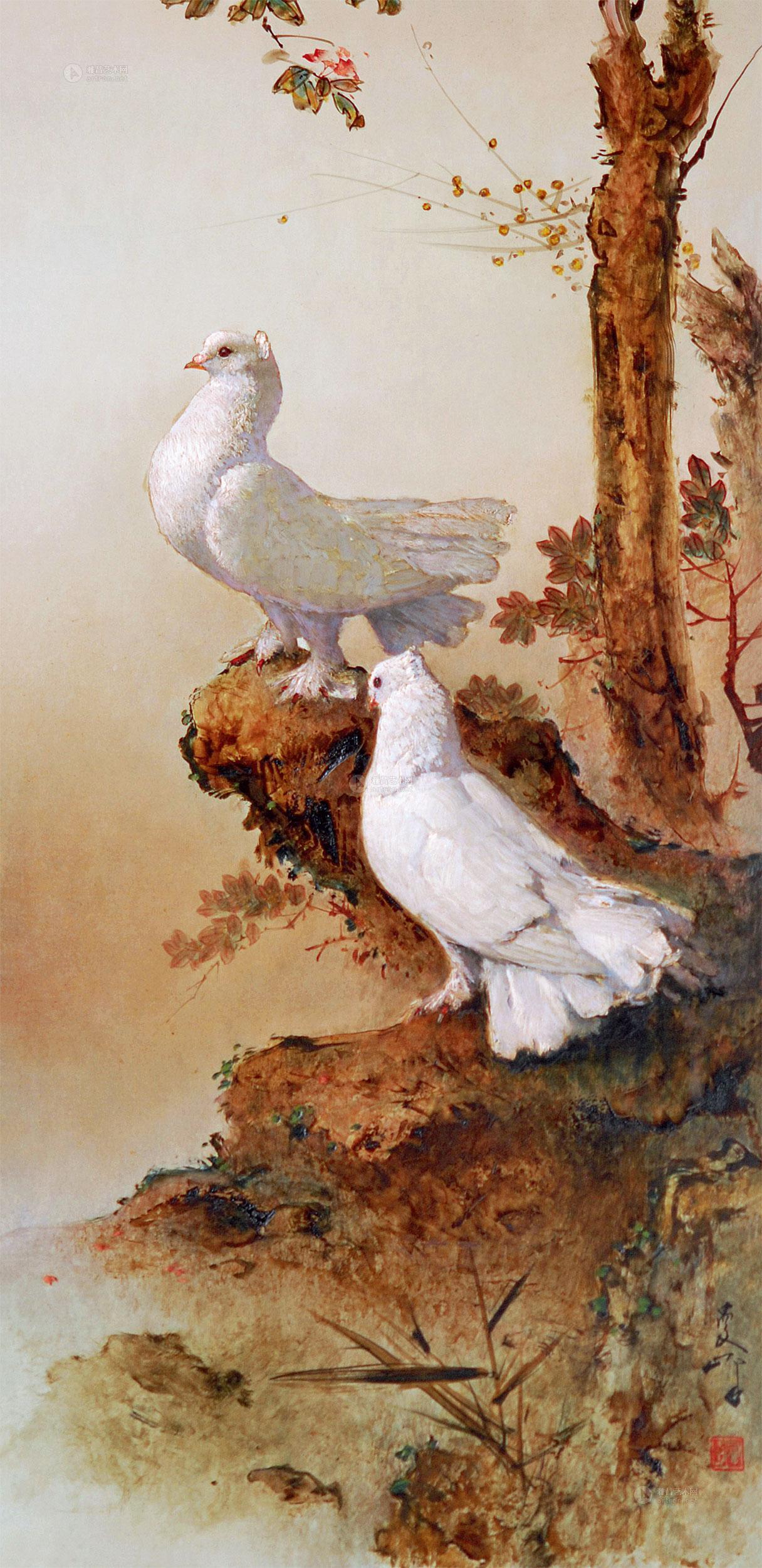 0056和平鸽油彩纤维板