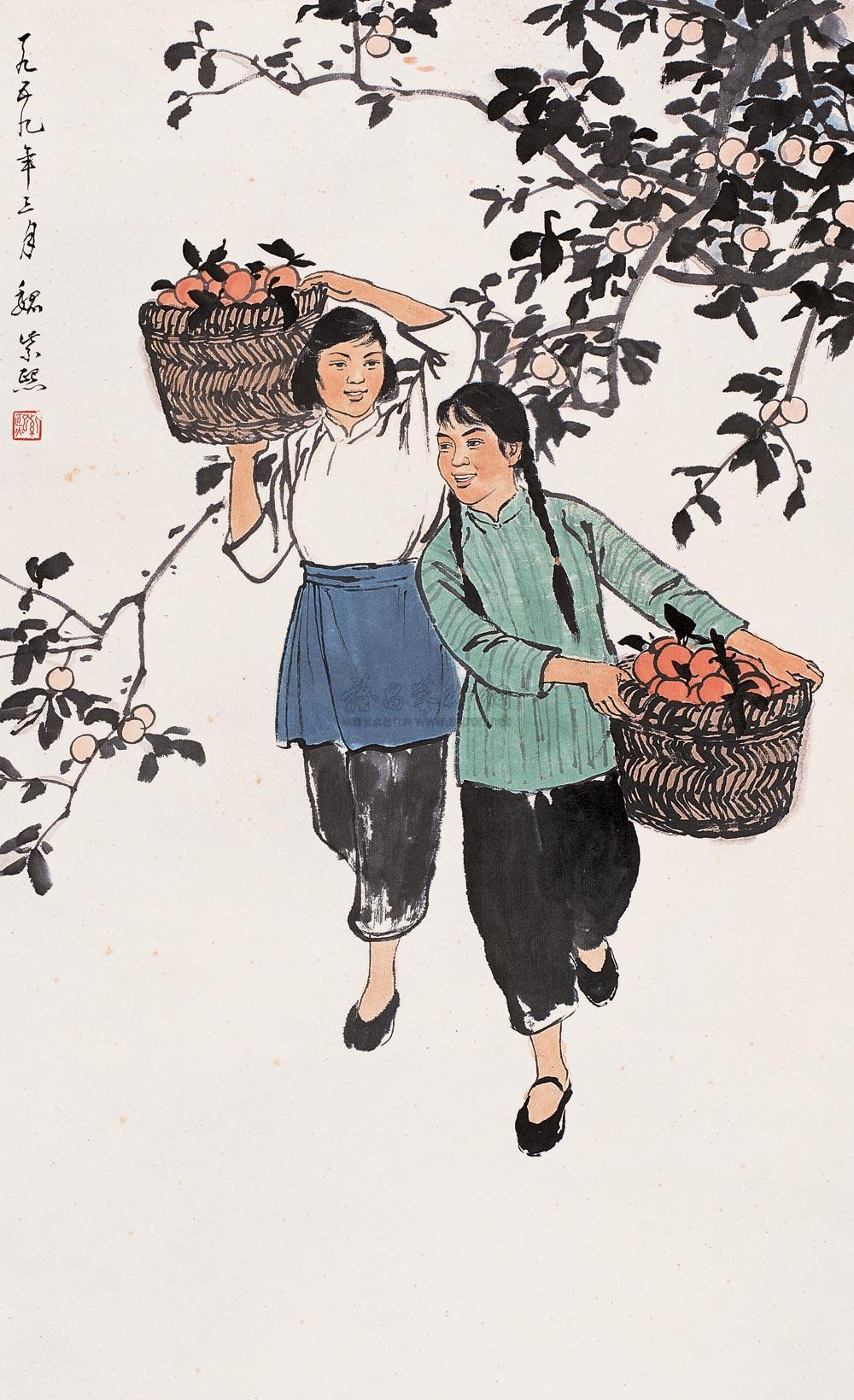 01771959年作丰收图立轴设色纸本