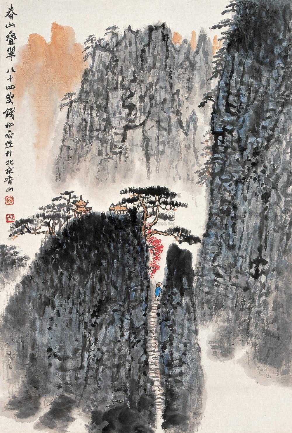 0491春山叠翠立轴设色纸本