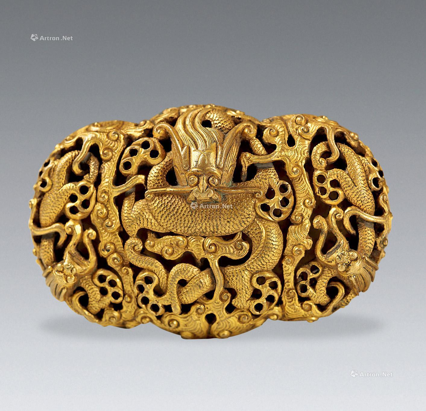 0773清铜鎏金龙纹带扣