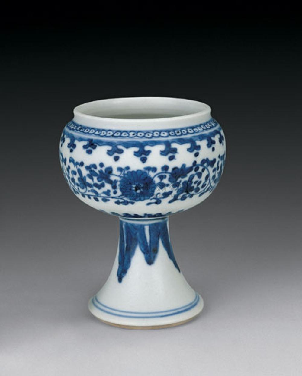 1307 清乾隆 青花缠枝莲纹豆