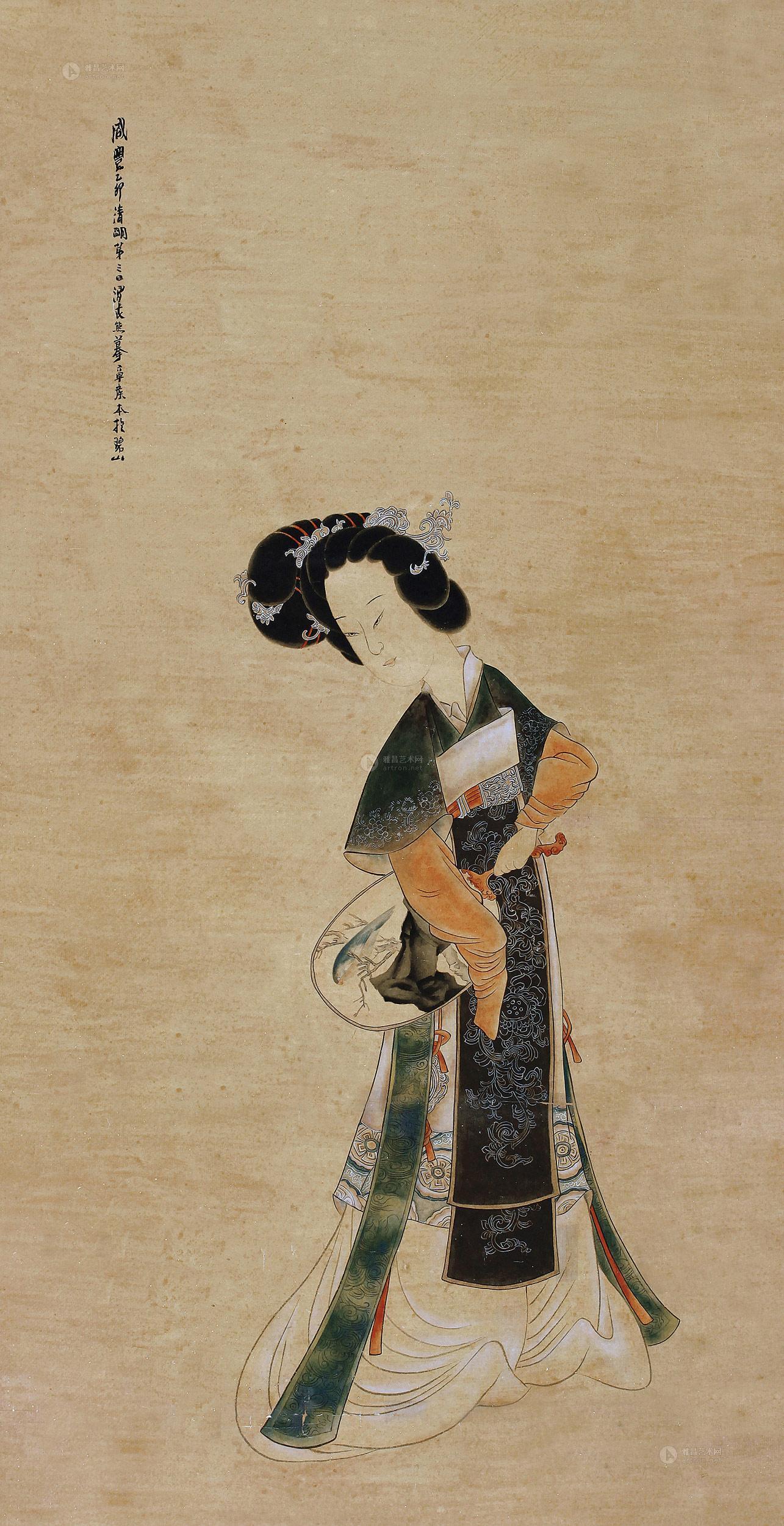 0033仕女图立轴设色金笺