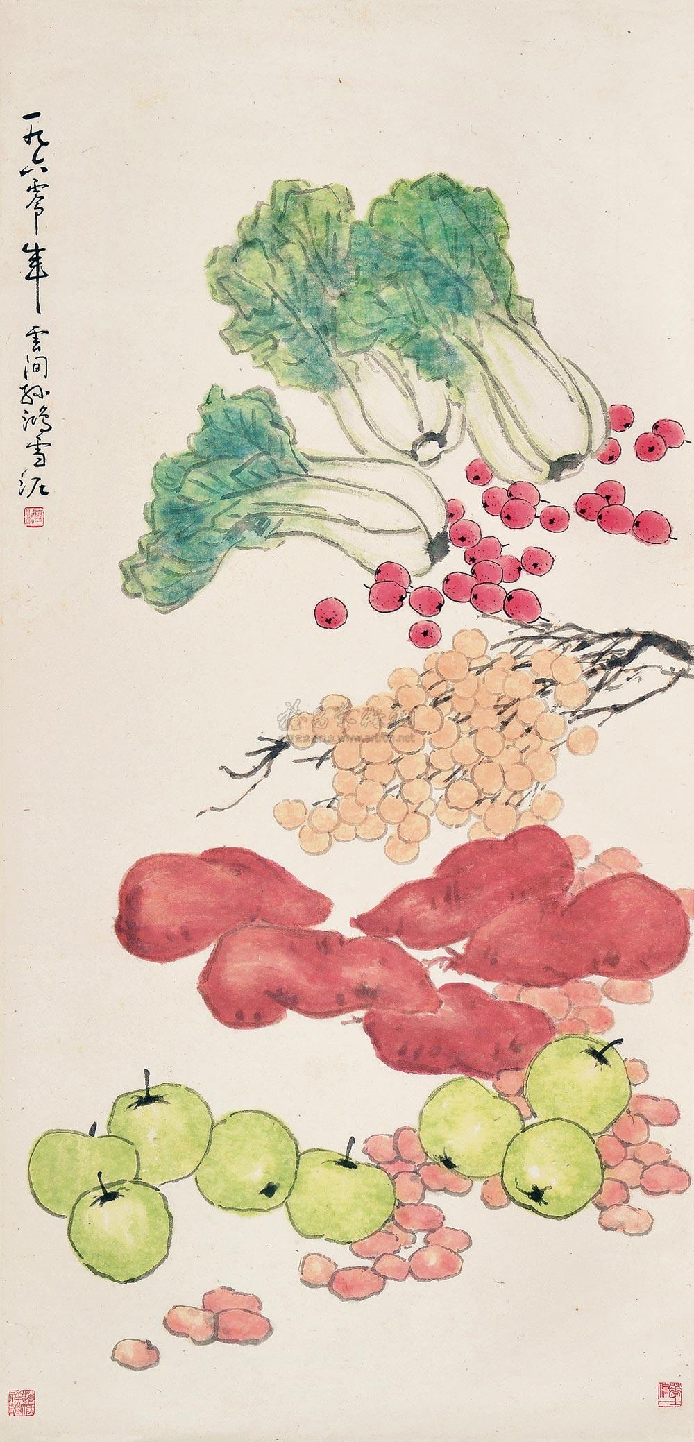 0442 蔬果图 立轴 设色纸本