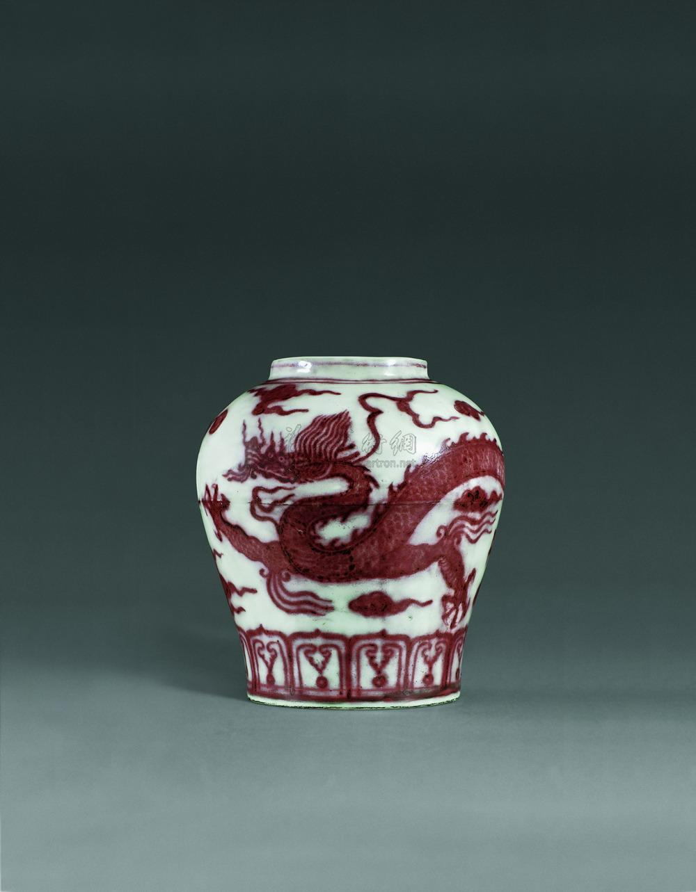1216明永乐釉里红云龙纹罐