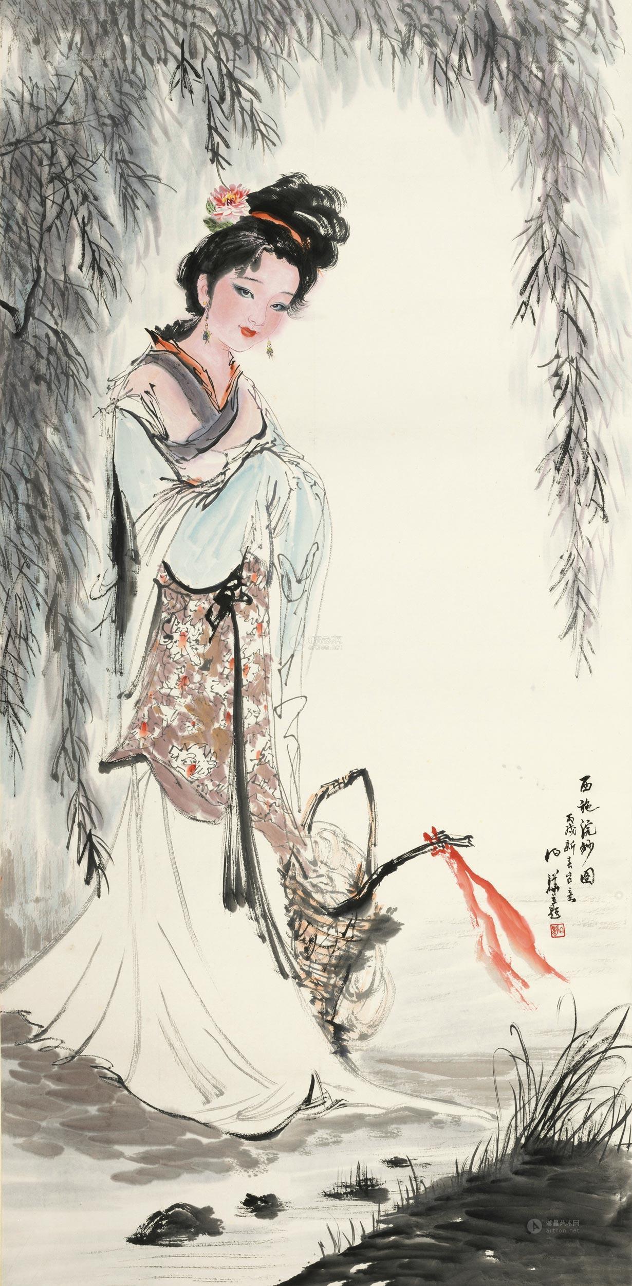 西施浣纱图-中国当代绘画-雅昌拍卖