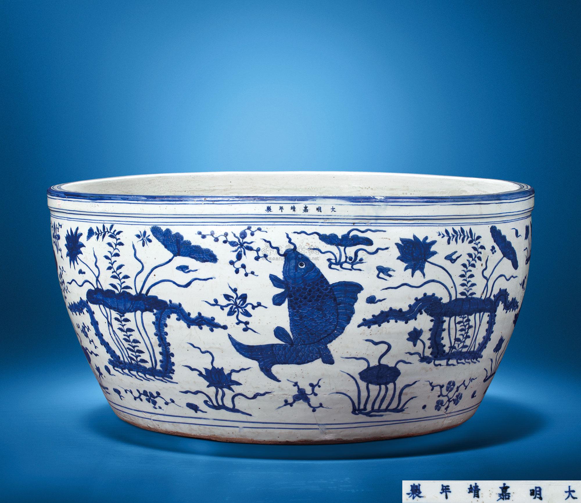 青花鱼藻纹大缸-瓷器工艺品-雅昌拍卖