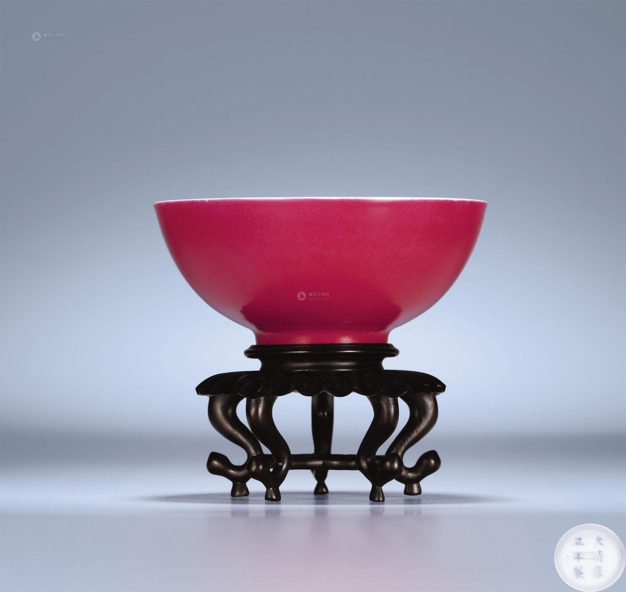 0039清雍正胭脂红釉小碗