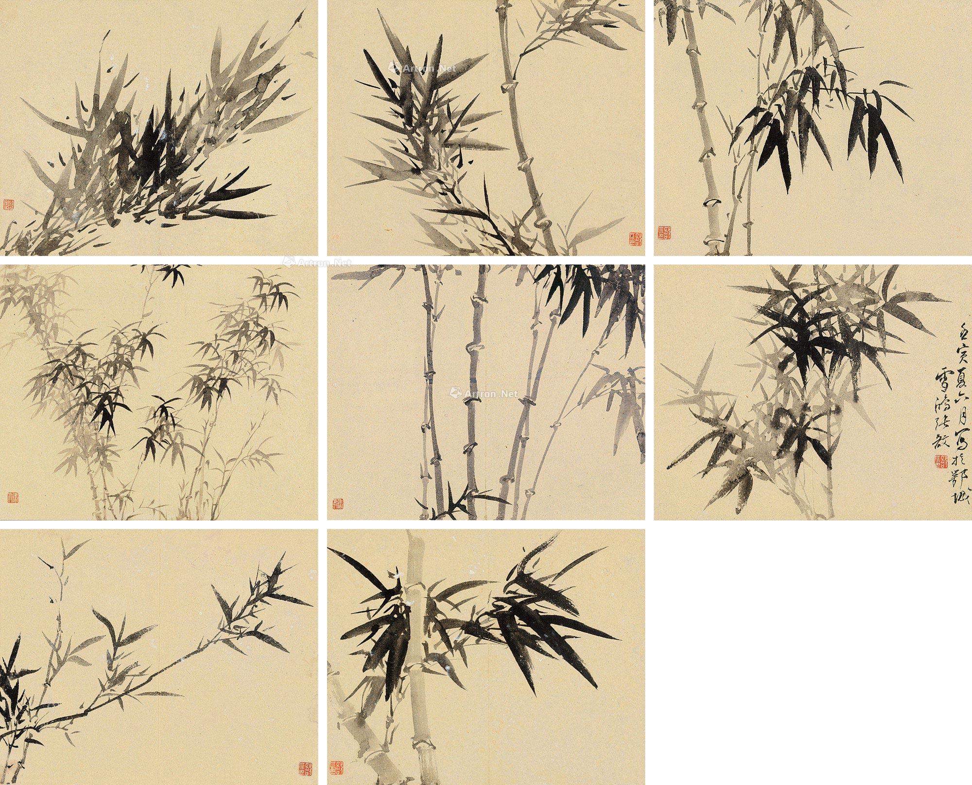 1045壬寅1782年作墨竹册册页八开水墨纸本