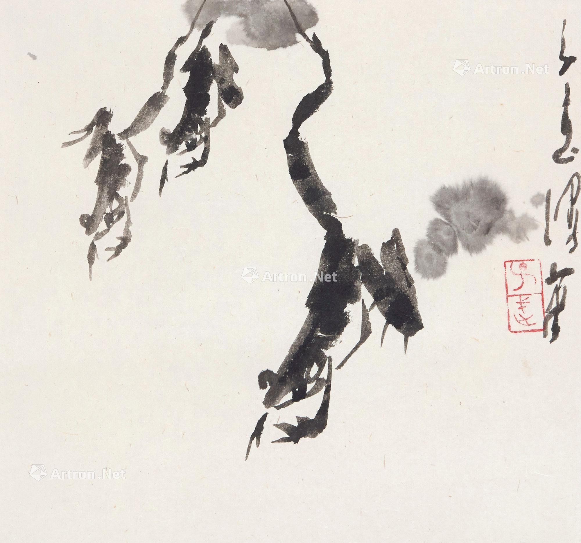 0028 青蛙 镜心 水墨纸本